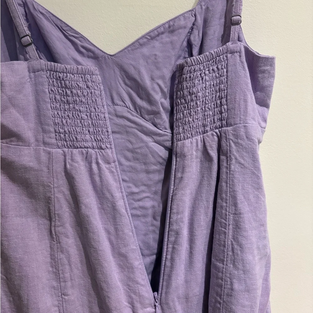 Abercrombie Corset Seamed Linen Blend Mini Dress Lavender Purple Size Small - Picture 9 of 10